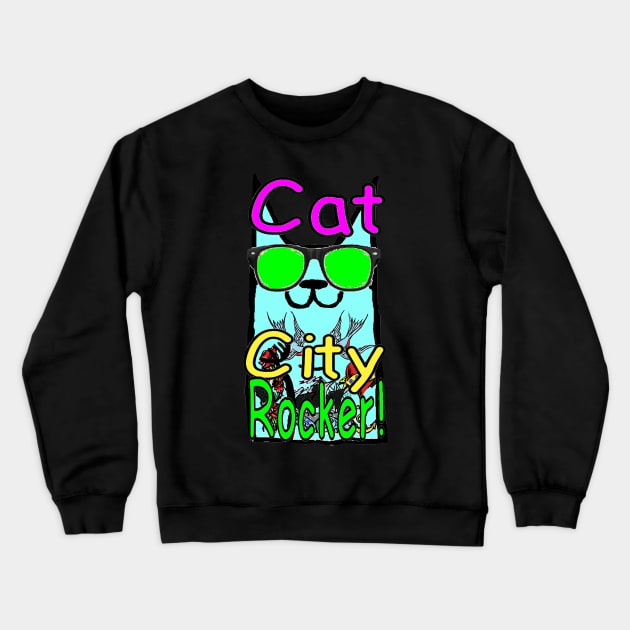 clash cat city Rocker 1977 Crewneck Sweatshirt by LowEndGraphics